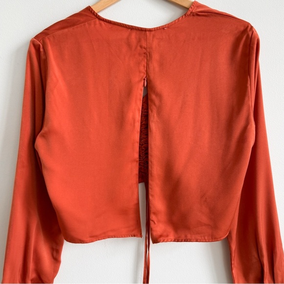 ASTR • Satin Shirred Blouse in Rust - Picture 8 of 10